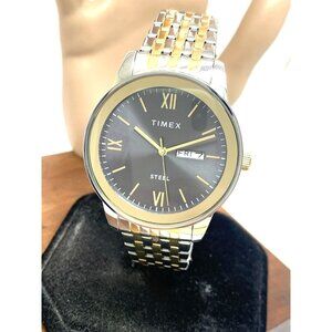 Timex Men's Watch TW2T50500 Quartz Gray Dial Two Tone Stainless Steel 41mm